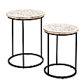 SEI Swendland Round Accent Tables, Distressed White/Black, Set Of 2 Tables