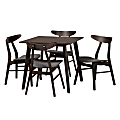 Baxton Studio Britte Dining Set, 29-9/16”H x 31-1/2”W x 31-1/2”D, Dark Gray/Dark Brown