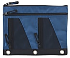 Office Depot® Brand 3-Ring Pencil Pouch With 4 Zippers, 10" x 1/4", Blue/Black 1 thumbnail image