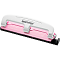 Bostitch® EZ Squeeze™ Three-Hole Punch, InCourage, 12 Sheet Capacity, Pink/White 1 thumbnail image