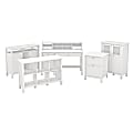 Bush Furniture Broadview Computer Desk With Drawers, Console Table, Bar Cabinet And Storage, Pure White, Standard Delivery 1 thumbnail image
