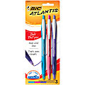 BIC® Atlantis™ Bold Retractable Ballpoint Fashion Pens, Medium Point, 1.6 mm, Assorted Colors, Pack Of 3