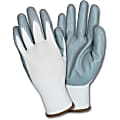 Safety Zone Nitrile Coated Knit Gloves - Nitrile Coating - Medium Size - Gray, White - Knitted, Durable, Flexible, Comfortable, Breathable - 1 thumbnail image