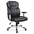 Lorell® SOHO Ergonomic Bonded Leather High-Back Executive Chair, T Arms, Black