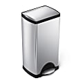 simplehuman Rectangular Metal Step Trash Can, 10 Gallons, 25-3/4"H x 15-12/16"H x 12-1/2"D, Brushed Silver