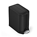 simplehuman Butterfly Step Stainless Steel Trash Can, 2.64 Gallons, 13-3/4"H x 7-3/4"W x 15-5/8"D, Matte Black