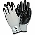 Safety Zone Nitrile Coated Knit Gloves - Nitrile Coating - Small Size - Gray, White - Knitted, Durable, Flexible, Comfortable, Breathable - 1 thumbnail image