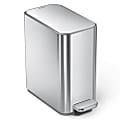 simplehuman Profile Slim Stainless Steel Step Trash Can, 1.3 Gallon, Brushed Silver