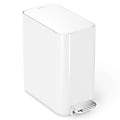 simplehuman Profile Slim Stainless Steel Step Trash Can, 1.3 Gallon, White 1 thumbnail image