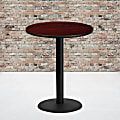 Flash Furniture Round Laminate Table Top With Round Bar Height Table Base, 43-3/16”H x 36”W x 36”D, Mahogany