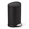 simplehuman Fingerprint-Proof Steel Mini Semi-Round Trash Can, 1.6 Gallon, Matte Black