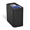 simplehuman Slim Open Top Mini Trash Can, 5.3 Gallons, Dual Compartment Recycler, 15.2"H x 8.7"W x 16.7"D, Rectangular, Matte Black Steel 1 thumbnail image