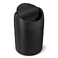 simplehuman Steel Mini Round Trash Can, 0.4 Gallon, Matte Black 1 thumbnail image