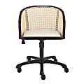 Eurostyle Elsy Adjustable Velvet Low-Back Office Task Chair With Cane Back, Beige/Black