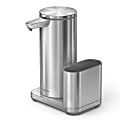 simplehuman Touch-Free Rechargeable Sensor Liquid Soap And Hand Sanitizer Dispenser, With Caddy, 14 Oz, Brushed Silver