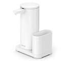 simplehuman Touch-Free Rechargeable Sensor Liquid Soap And Hand Sanitizer Dispenser, With Caddy, 14 Oz, White