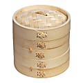 Joyce Chen 2-Tier Bamboo Steamer Baskets With Lid, 5-1/2"H x 6"W x 6"D