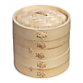 Joyce Chen 2-Tier Bamboo Steamer Baskets With Lid, 5-1/2"H x 6"W x 6"D 1 thumbnail image