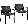 Lorell® Mesh Back Guest Chairs, Black, Set Of 2