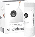 simplehuman Extra-Strong Tall Kitchen Liners, 13 Gallon, 50% Recycled, White, 20 Liners Per Roll, Pack Of 4 Rolls