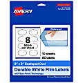 Avery® Waterproof Permanent Labels With Sure Feed®, 94060-WMF10, Oval Scalloped, 2" x 3", White, Pack Of 80 1 thumbnail image