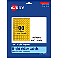 Avery® Print-To-The-Edge Labels With Sure Feed® Technology And Easy Peel®, 94102-BYP10, Square, 3/4" x 3/4", Matte Bright Yellow, Pack of 800 1 thumbnail image