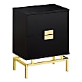Monarch Specialties Retro 2-Drawer Accent Table, Rectangular, Cappuccino/Gold 1 thumbnail image