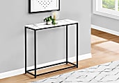 Monarch Specialties Ponce Laminate/Metal Narrow Accent Console Table, 29"H x 31-1/2"W x 11-1/2"D, White Marble/Black