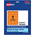 Avery® Print-To-The-Edge Labels With Sure Feed® Technology, 94516-BOP20, Round Scalloped, 2-1/2", Matte Bright Orange, Pack of 180 1 thumbnail image