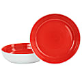 Gibson Home Crenshaw 2-Piece Stoneware Dinner Bowl Set, 8-1/2", Red/White