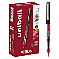 uni-ball® Vision™ Rollerball Pens, Micro Point, 0.5 mm, Black Barrel, Red Ink, Pack Of 12 1 thumbnail image