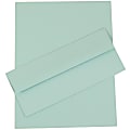 JAM Paper® Business Stationery Set, 8 1/2" x 11", Aqua, Set Of 50 Sheets And 50 Envelopes