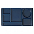 Cambro Camwear 6-Compartment Serving Trays, 8-3/4" x 15", Navy Blue, Pack Of 24 Trays