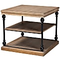 Baxton Studio Sebastian Traditional Industrial Metal 3-Tier End Table, 25”H x 28-1/8”W x 28-1/8”D, Greywash/Black