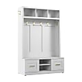 Bush Furniture Hampton Heights Entryway Storage Set With 48"W Hall Tree And Shoe Bench With Doors, White, Standard Delivery 1 thumbnail image