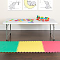 Flash Furniture Kid's Plastic Folding Table, 19"H x 29"W x 59-1/4"D, Granite White