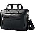 Samsonite Carrying Case (Briefcase) for 15.6" Notebook - Black - Leather Body - Checkpoint Friendly - Shoulder Strap, Handle - 12" Height x 16.3" Width x 4.8" Depth