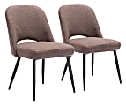 Zuo Modern Teddy Plywood And Steel Dining Accent Chair Set, Brown, Set Of 2 Chairs