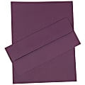 JAM Paper® Business Stationery Set, 8 1/2" x 11", Dark Purple, Set Of 50 Sheets And 50 Envelopes
