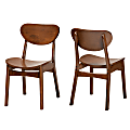 Baxton Studio Katya Dining Chairs, Walnut Brown, Set Of 2 Chairs