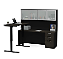 Bestar Pro-Concept Plus 72"W L-Shaped Standing Corner Desk With Hutch, Deep Gray/Black