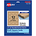 Avery® Printable Note Cards With Sure Feed® Technology, 2" x 2" Square Rounded Corners, Kraft Brown, Pack Of 120 1 thumbnail image