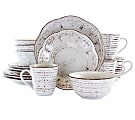 Elama 16-Piece Stoneware Dinnerware Set, Rustic Birch