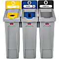 Rubbermaid Commercial Slim Jim Recycling Station - Black, Blue, Yellow - 1 Each 1 thumbnail image