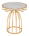 Zuo Modern Silo Glass And Steel Round End Table, 22-1/4”H x 20-5/16”W x 20-5/16”D, Gold