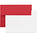 JAM Paper® Stationery Set, 5 1/4" x 7 1/4", 30% Recycled, Set Of 25 White Cards And 25 Red Envelopes