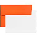JAM Paper® Stationery Set, 5 1/4" x 7 1/4", 30% Recycled, Set Of 25 White Cards And 25 Orange Envelopes