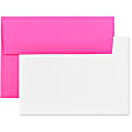 JAM Paper® Stationery Set, 5 1/4" x 7 1/4", Set Of 25 White Cards And 25 Ultra Fuchsia Envelopes 1 thumbnail image