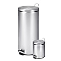 Honey-Can-Do Round Stainless-Steel Step Trash Cans, 0.8 Gallons/7.9 Gallons, Satin, Set Of 2 1 thumbnail image