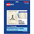 Avery® Pearlized Permanent Labels With Sure Feed®, 94257-PIP50, Rectangle, 5" x 6", Ivory, Pack Of 100 Labels